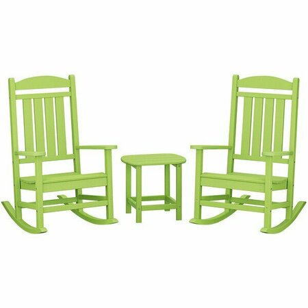 POLYWOOD Presidential Lime Patio Set with South Beach Side Table and 2 Rocking Chairs 633PWS1661LI